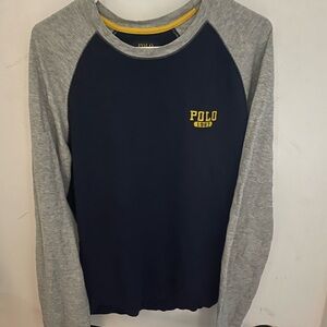 Polo Long Sleeve Raglan Shirt Navy Gray “POLO 1967” Men’s Casual Top